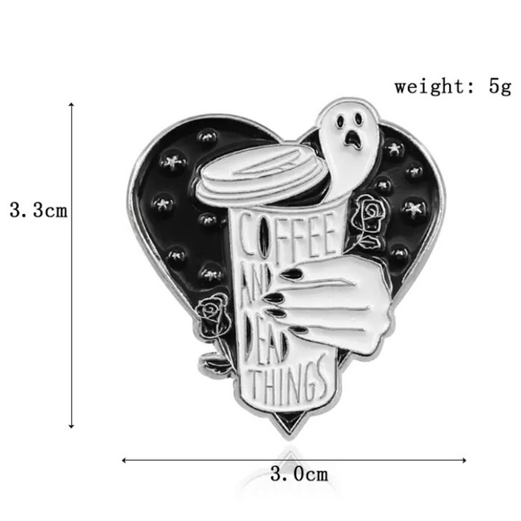 4/$20 Coffee And Dead Things Heart Rose Enamel Pin - Picture 2 of 2